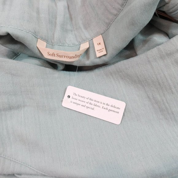 SOFT SURROUNDINGS Size 1X Sea Green Essential Gauze Asymmetric Midi Skirt NWT - Picture 7 of 7